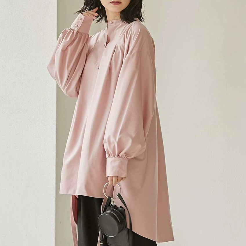 ID115 Shirt, Loose Fit, Casual, Oversized, Mid-Length, Side Slit, Layered Style, Women's, Basic Design, Body Covering, Daily Coordination 