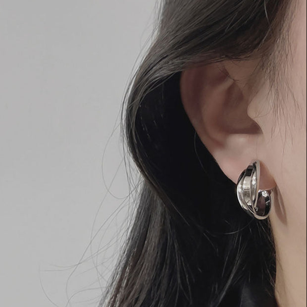 イヤリング ノンホールタイプ 蚊取り線香風 デザイン フレンチスタイル シンプル おしゃれ トレンド感 高見え レディース アクセサリー ID441