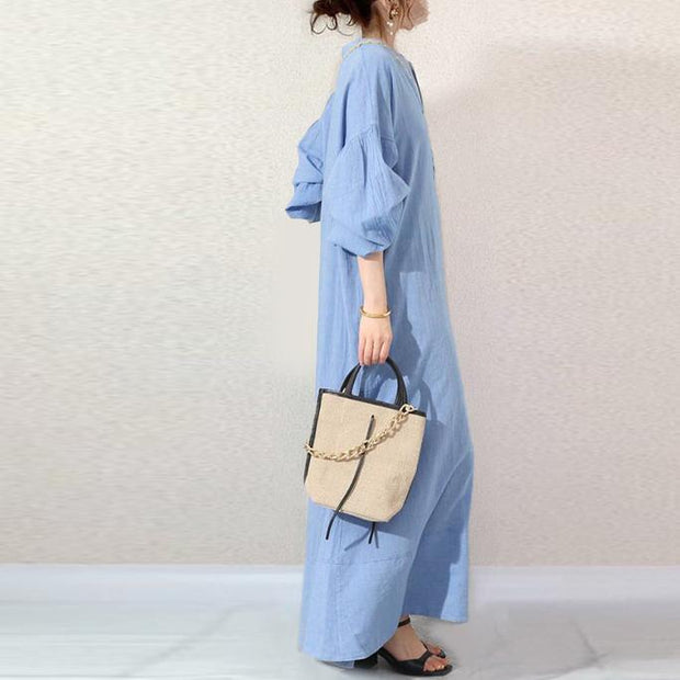 ワンピース カジュアル 無地 半袖 バルーンスリーブ 通勤スタイル シャツワンピース ゆったり シンプル おしゃれ きれいめ系 デイリーコーデ ID259