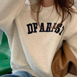 ID106 Sweatshirt with embroidered logo, thin round neck, loose fit, fashionable and comfortable design, trendy casual top 