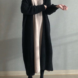 ロングカーディガン レディース ニットコート ゆったり 厚手 暖かい 防寒 シンプル 無地 羽織り 体型カバー カジュアル 通勤 通学 秋冬 コーデ おしゃれ ID1636