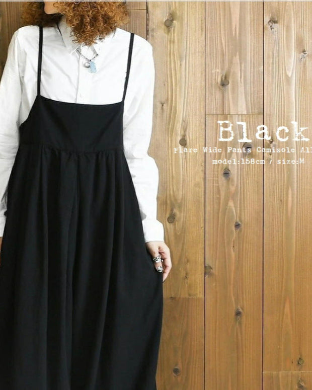 サロペット レディース ワイドパンツ オールインワン 無地 ゆったり 体型カバー カジュアル おしゃれ 重ね着 春夏秋 新作 ID1510