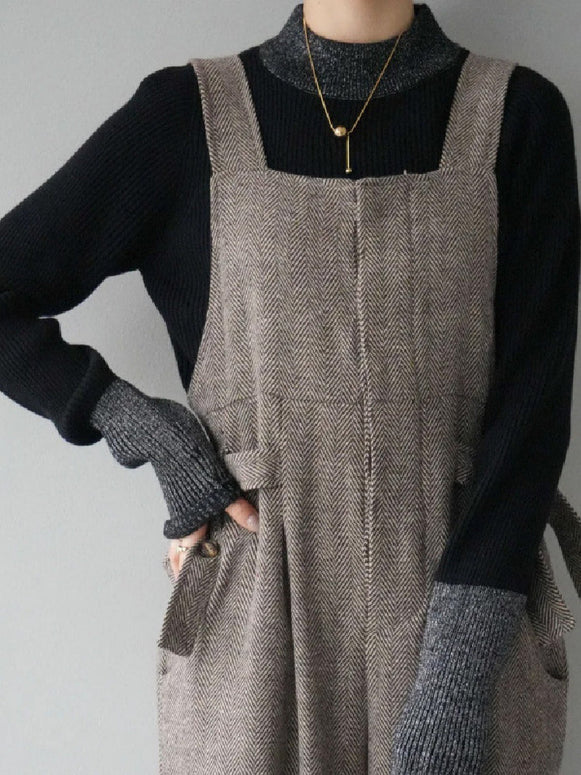 サロペット レディース ワイドパンツ オールインワン ゆったり 体型カバー 無地 シンプル カジュアル おしゃれ 通勤 通学 秋冬新作 大人ナチュラルスタイル ID1831