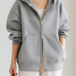 ジップパーカー レディース スウェット フーディー ゆったり 長袖 カジュアル シンプル 通勤 通学 体型カバー 秋冬 アウター ID1803