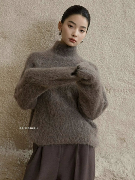 「年末前の大感謝祭」ふわふわ ニット レディース ハイネック セーター 柔らかい 暖かい シンプル エレガント 体型カバー 無地 秋冬 新作 ID2177