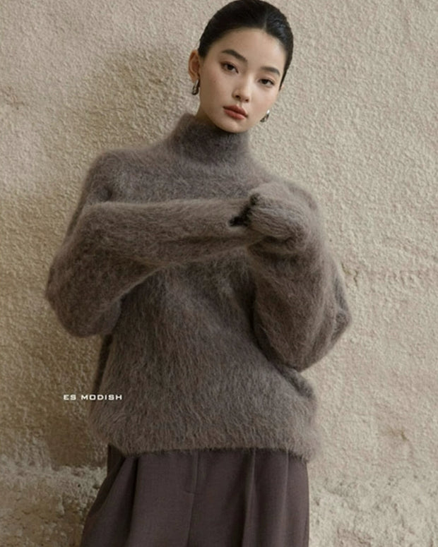 「年末前の大感謝祭」ふわふわ ニット レディース ハイネック セーター 柔らかい 暖かい シンプル エレガント 体型カバー 無地 秋冬 新作 ID2177