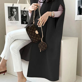 ポンチョ ジレ コート レディース ノースリーブ ロング丈 ウール風 フェイクウール アウター 上品 きれいめ エレガント 体型カバー 通勤 通学 大人女子 秋冬 新作 ID1894