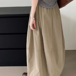 ハイウエスト フレアスカート ミディ丈 ゆったりシルエット プチさんOK 毎日着やすい 着回し万能 スカート ノーシーズン ID995