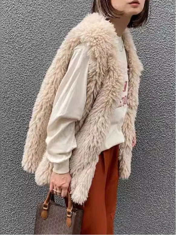 フェイクファー ベスト レディース ノースリーブ ジレ ふわふわ もこもこ アウター 秋冬 おしゃれ カジュアル 体型カバー 重ね着 防寒 人気 トレンド ID1856