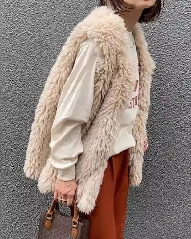 フェイクファー ベスト レディース ノースリーブ ジレ ふわふわ もこもこ アウター 秋冬 おしゃれ カジュアル 体型カバー 重ね着 防寒 人気 トレンド ID1856