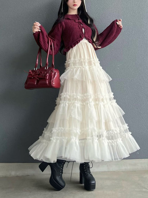 【170】[SNSバズり中·売り切れ前に！]5色展開 ティアード チュール スカート 春夏新作 チュールスカート ふんわり 軽やか 透け感あり コーディネート自在 高く見える 体型をカバー