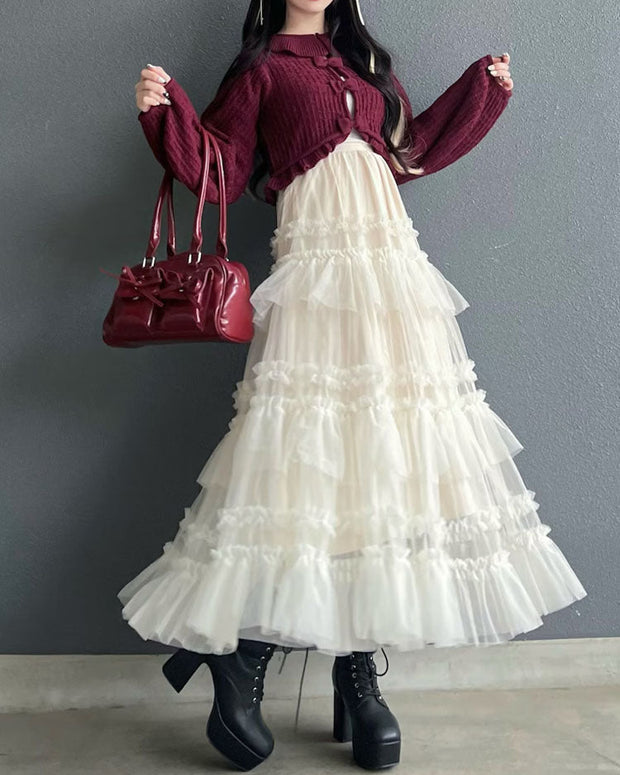【170】[SNSバズり中·売り切れ前に！]5色展開 ティアード チュール スカート 春夏新作 チュールスカート ふんわり 軽やか 透け感あり コーディネート自在 高く見える 体型をカバー