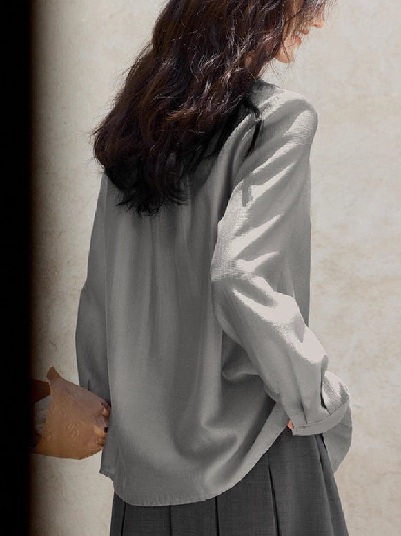 高級感 通勤シャツ レディース 長袖 フリル シンプル きれいめ オフィスカジュアル ゆったり 大人女子 体型カバー インナー 春秋 トップス 人気 入学式 卒業式 七五三 入園式 ID1360