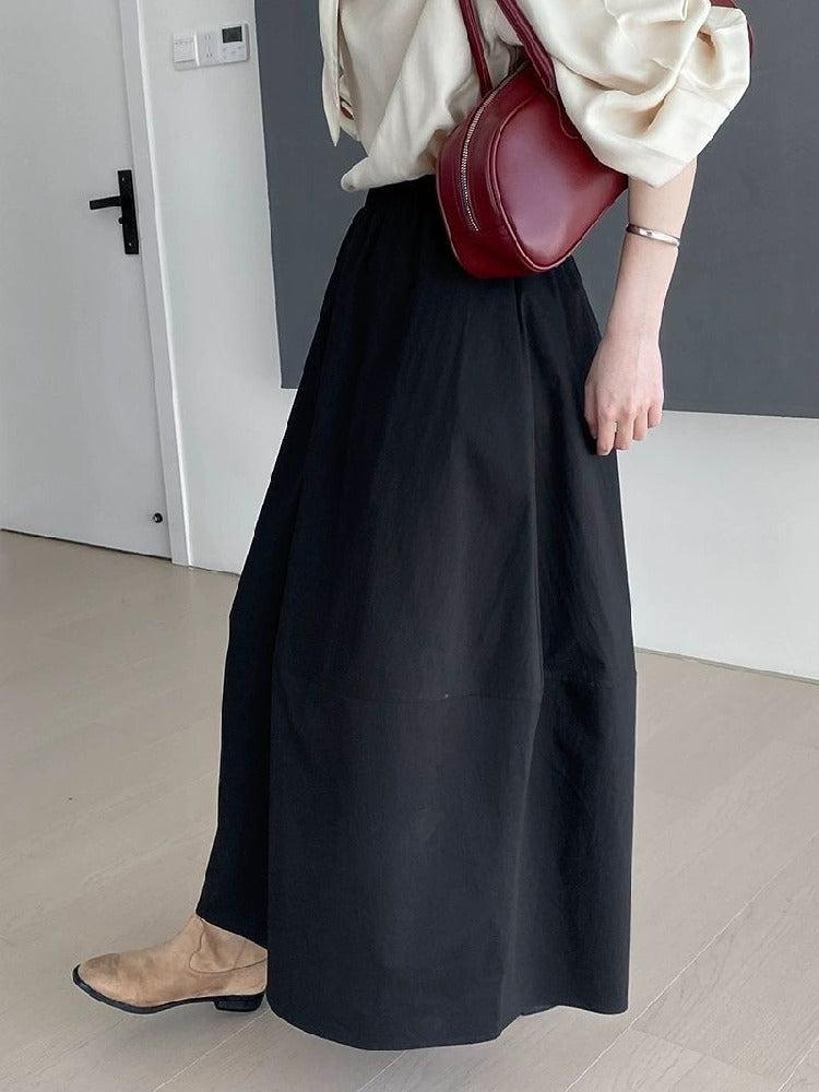 ハイウエスト フレアスカート ミディ丈 ゆったりシルエット プチさんOK 毎日着やすい 着回し万能 スカート ノーシーズン ID995