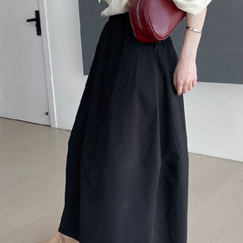 ハイウエスト フレアスカート ミディ丈 ゆったりシルエット プチさんOK 毎日着やすい 着回し万能 スカート ノーシーズン ID995