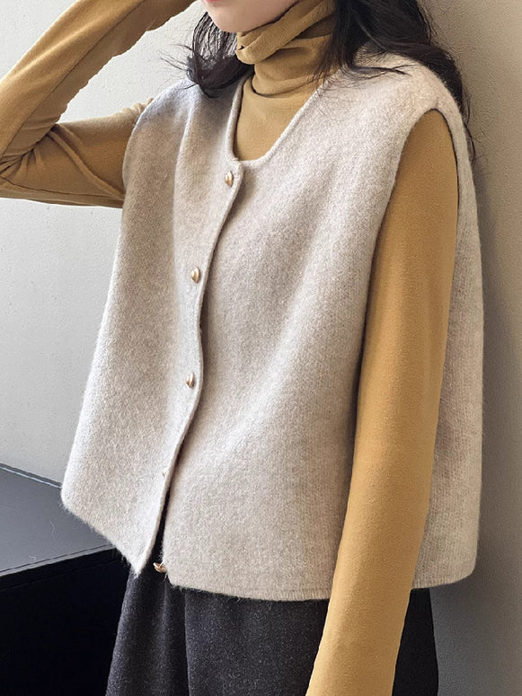 ニットベスト レディース 秋冬 丸首 ノースリーブ セーター ベスト 重ね着風 レイヤードコーデ きれいめ シンプル おしゃれ カジュアル 通勤 通学 オフィスカジュアル 上品 人気 トップス ID1734