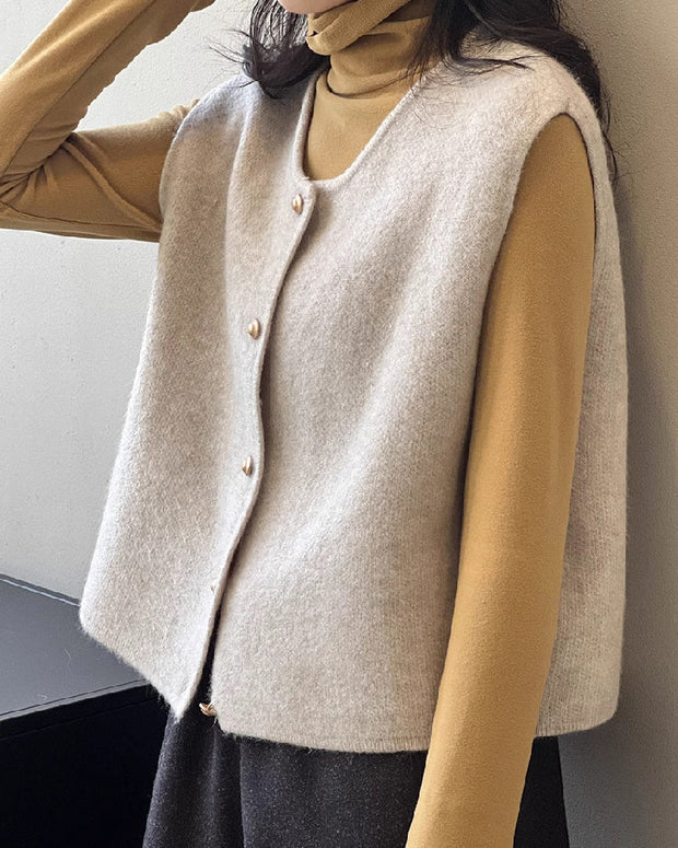 ニットベスト レディース 秋冬 丸首 ノースリーブ セーター ベスト 重ね着風 レイヤードコーデ きれいめ シンプル おしゃれ カジュアル 通勤 通学 オフィスカジュアル 上品 人気 トップス ID1734