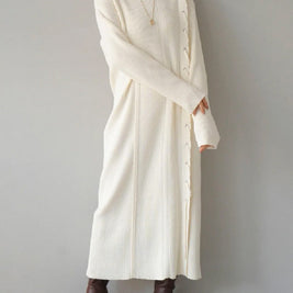 ヘビーゲージ ニット アウター ロングスカート レイヤード ワンピース 上質 おしゃれ レディース 秋冬 素材 着心地 シルエット 大人 女性 エレガントID2003