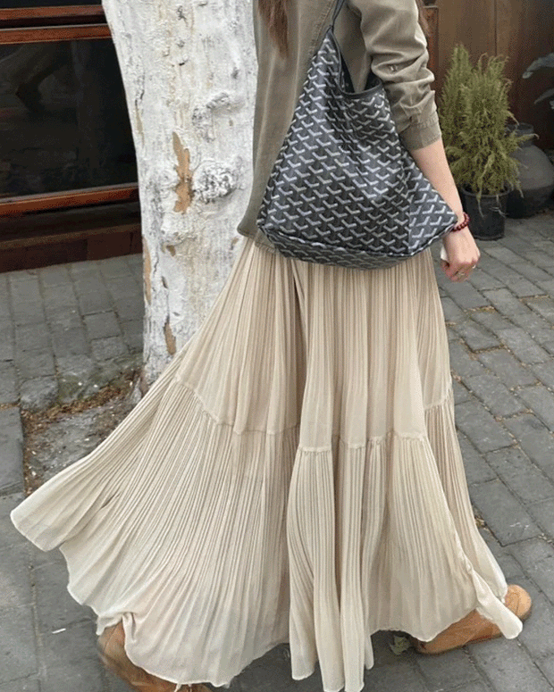 【560】プリーツシフォンロングスカート 普通丈/ロング丈 2タイプ 小柄/高身長対応 体型カバー Aライン 大きめ 夏新作 おしゃれ 半身スカート 外出/部屋着