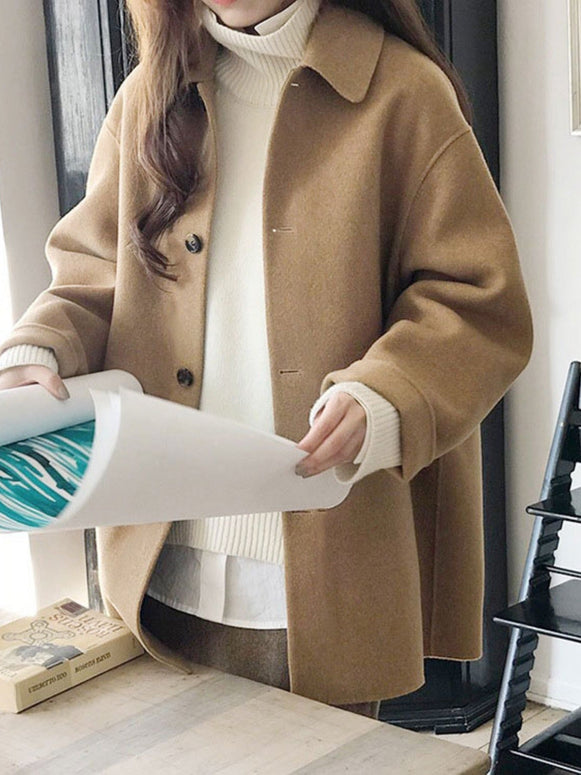 ウールコート レディース 通勤 オフィスカジュアル ミディアム丈 シンプル 無地 ゆったり 体型カバー 大人上品 秋冬 新作 ID1989