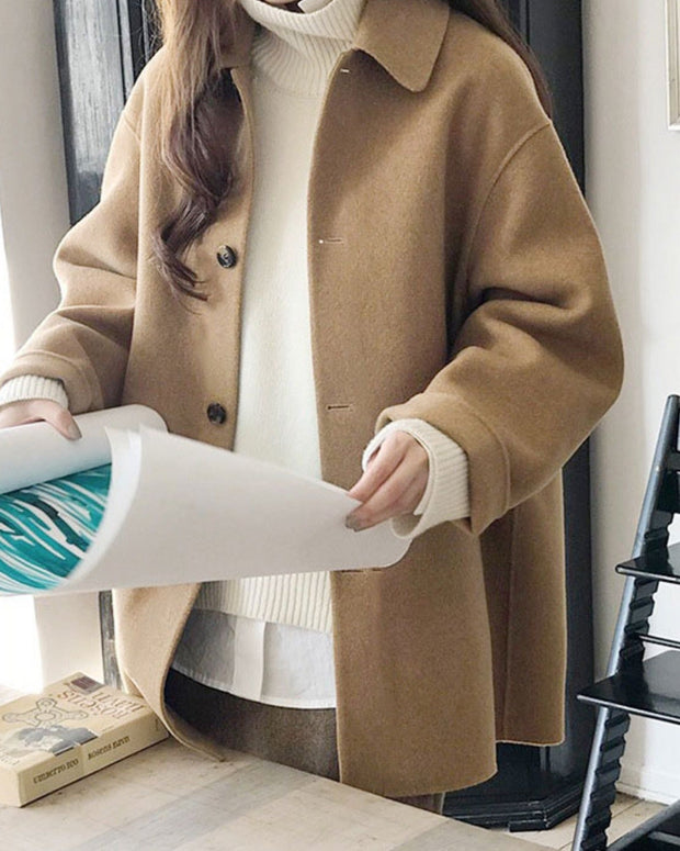 ウールコート レディース 通勤 オフィスカジュアル ミディアム丈 シンプル 無地 ゆったり 体型カバー 大人上品 秋冬 新作 ID1989