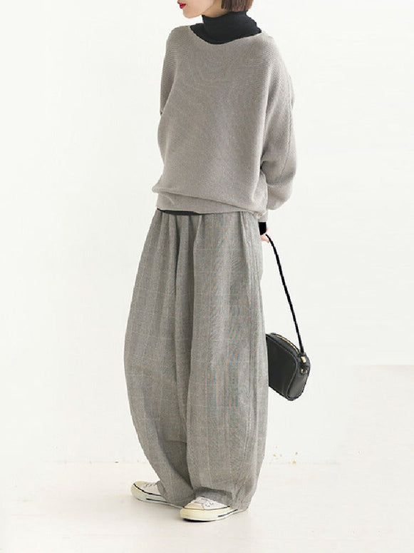 セットアップ レディース ニット セーター＋ワイドパンツ 2点セット ゆったり 体型カバー 秋冬 カジュアル シンプル 上品見え オフィス 通勤 おしゃれ 快適 ID1435