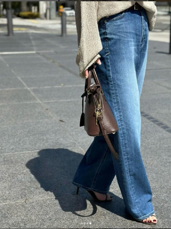 デニムパンツ レディース ハイウエスト ワイドパンツ ストレートパンツ 脚長効果 カジュアル シンプル 大人可愛い 春夏秋冬 ID1339