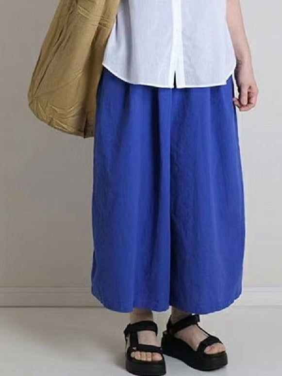 ID951 5色展開 綿麻 ワイドパンツ レディース ロング丈 涼感 ゆったり ウエストゴム 体型カバー カジュアルパンツ 夏 通気性抜群