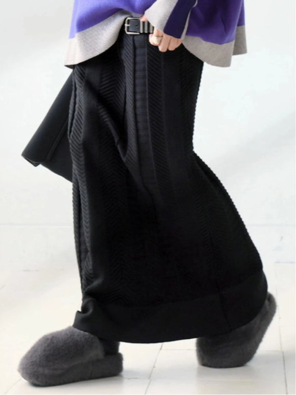 ニット スカート レディース ロング丈 タイトスカート リブ 体型カバー ハイウエスト ウエストゴム シンプル おしゃれ カジュアル 通勤 通学 秋冬 新作 人気 ID1868