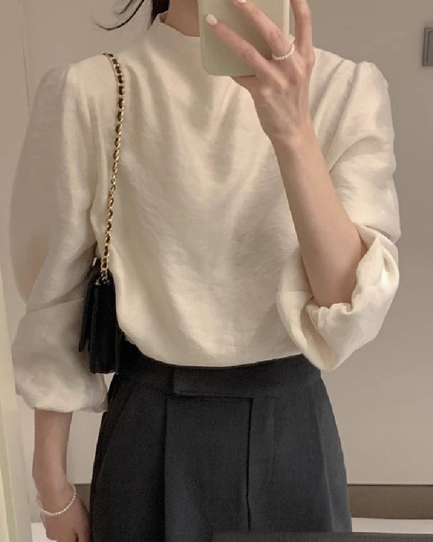 上品シルエット 上質素材 シンプル 長袖 ブラウス レディース きれいめ 通勤 大人コーデ 上品トップス ID2271