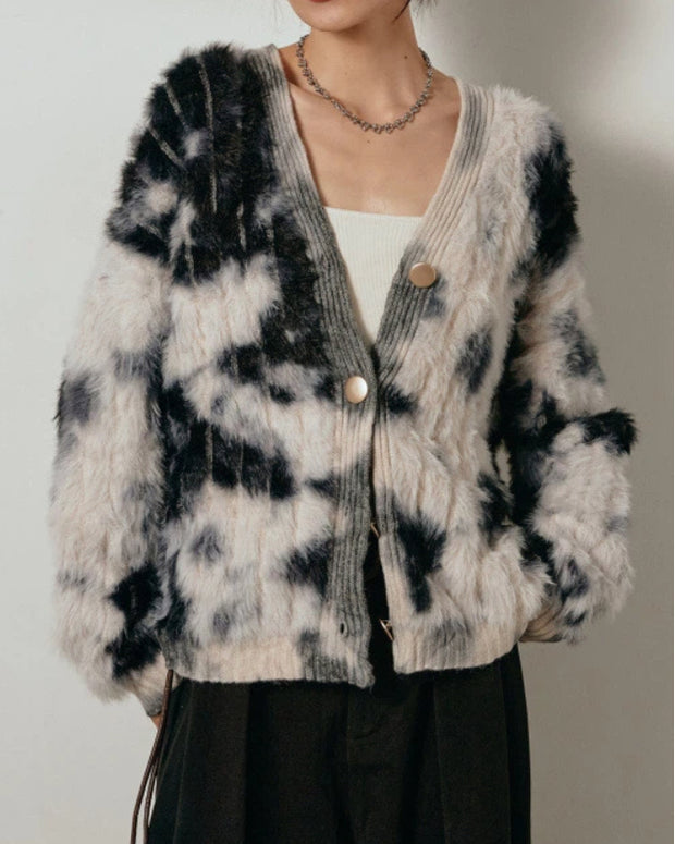 「年に一度の大放出」ふわふわ シャギー ニット カーディガン レディース 長袖 Vネック ゆったり シンプル おしゃれ 大人カジュアル 秋冬 新作 ID2073