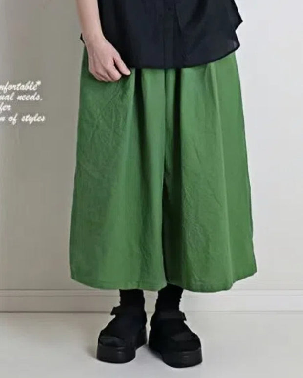 ID951 5色展開 綿麻 ワイドパンツ レディース ロング丈 涼感 ゆったり ウエストゴム 体型カバー カジュアルパンツ 夏 通気性抜群