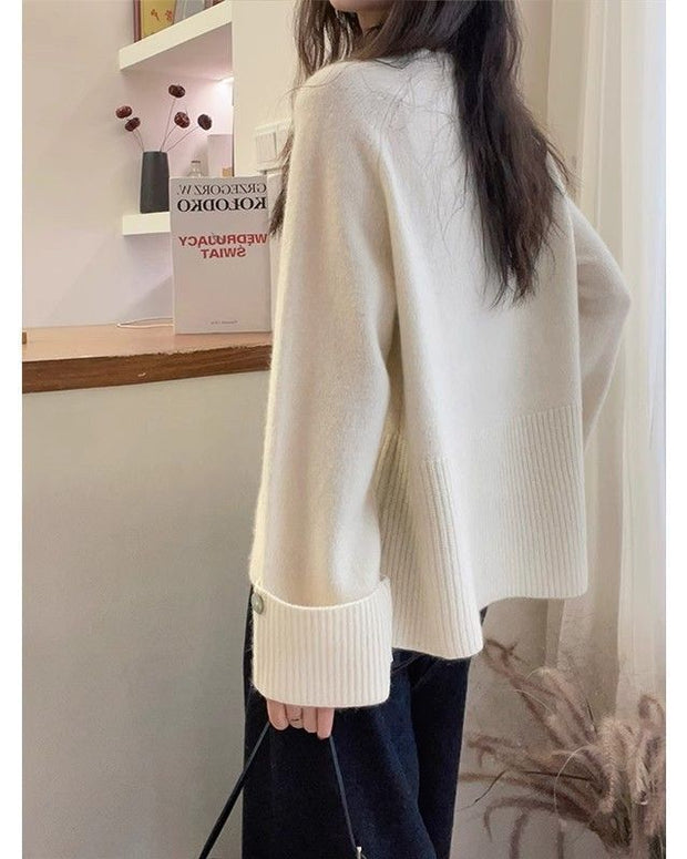 「ブラックフライデー大特価」ニット セーター レディース クルーネック 長袖 ゆったり シンプル 柔らかい 暖かい 上品 カジュアル 秋冬 新作 ID2110