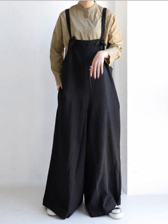 サロペット レディース ワイドパンツ ゆったり 体型カバー おしゃれ カジュアル オールインワン 春秋 夏 オフィス 通勤 学生 ID1592
