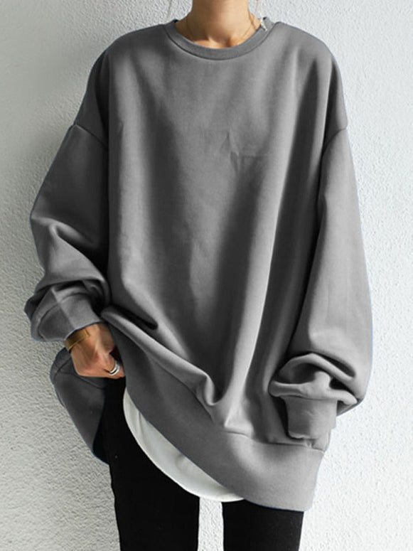 ゆったり クルーネック スウェット トレーナー レディース スウェット 無地 薄手 おしゃれ 40代 50代 プルオーバー ス 長袖 体型カバー ゆったり 秋物 ID1457