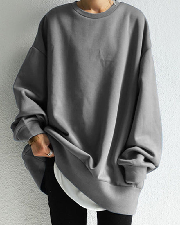 ゆったり クルーネック スウェット トレーナー レディース スウェット 無地 薄手 おしゃれ 40代 50代 プルオーバー ス 長袖 体型カバー ゆったり 秋物 ID1457