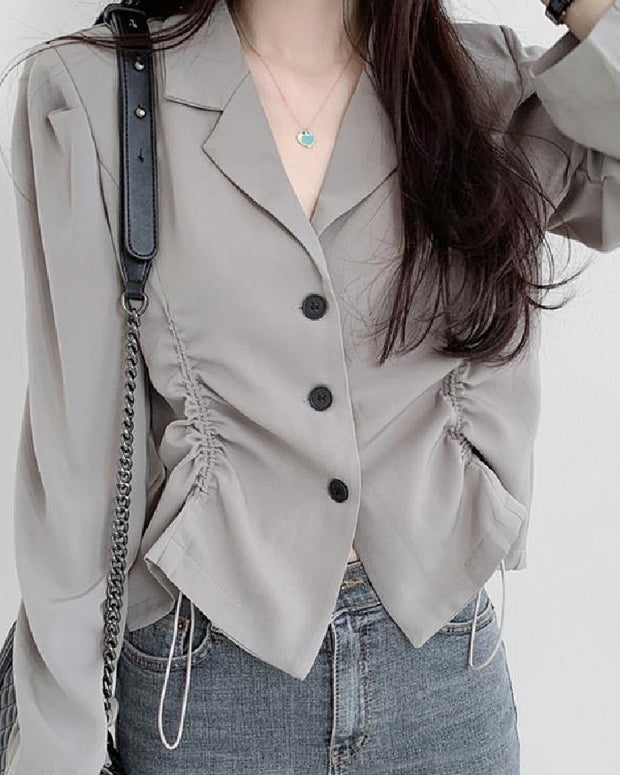 テーラードジャケット レディース 長袖 抽紐付き ウエストマーク シンプル きれいめ 羽織り カジュアル 通勤 オフィスコーデ 韓国風 秋新作 ID1515