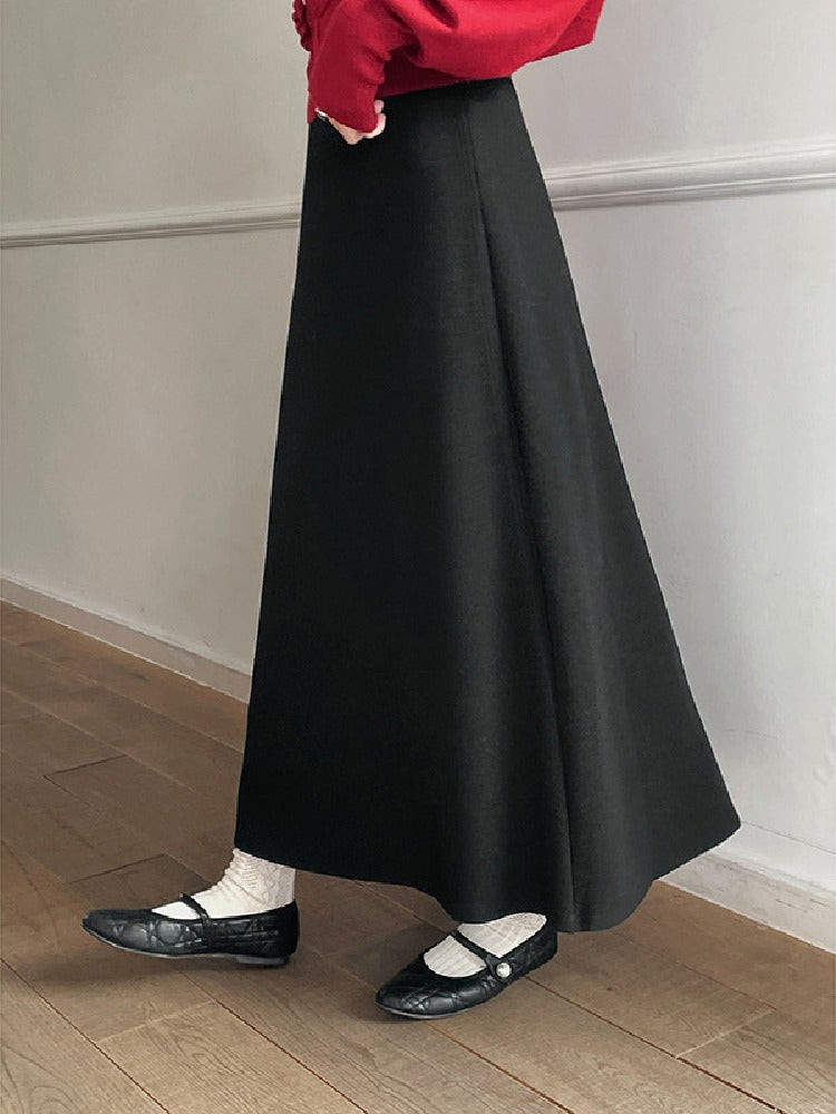 暖かい ロング丈 フレアスカート レディース きれいめ 体型カバー 上品 冬コーデ Aライン スカート ID2296