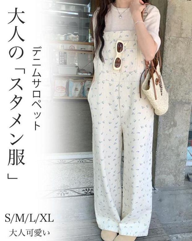 【167】[売れ筋ランキング上位！] オールインワン サロペット 花柄 オールインワン 春 夏 秋 オーバーオール 作業着 パンツ 大人可愛い つなぎ レディース オーバーオール 大きいサイズ きれい