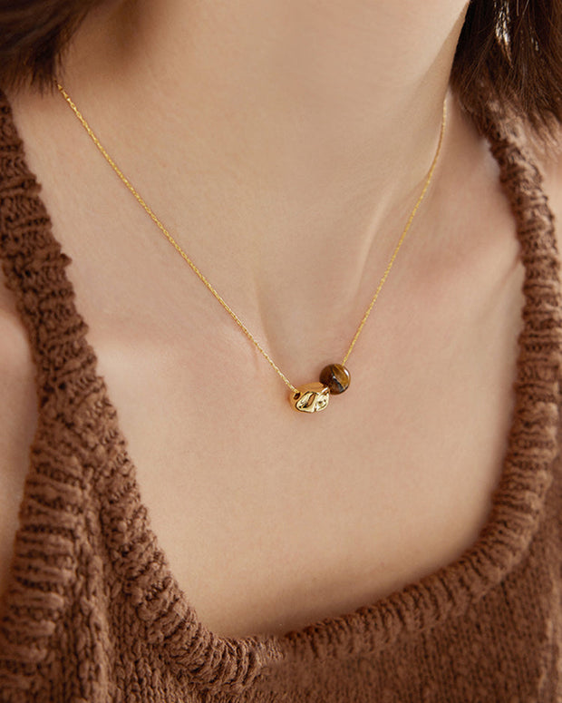 パワーストーン 虎目石 ネックレス レディース ゴールド チェーン 天然石 小粒 シンプル アクセサリー 華奢デザイン 重ね付け お守り ジュエリー ギフト プレゼント対応 ID1262