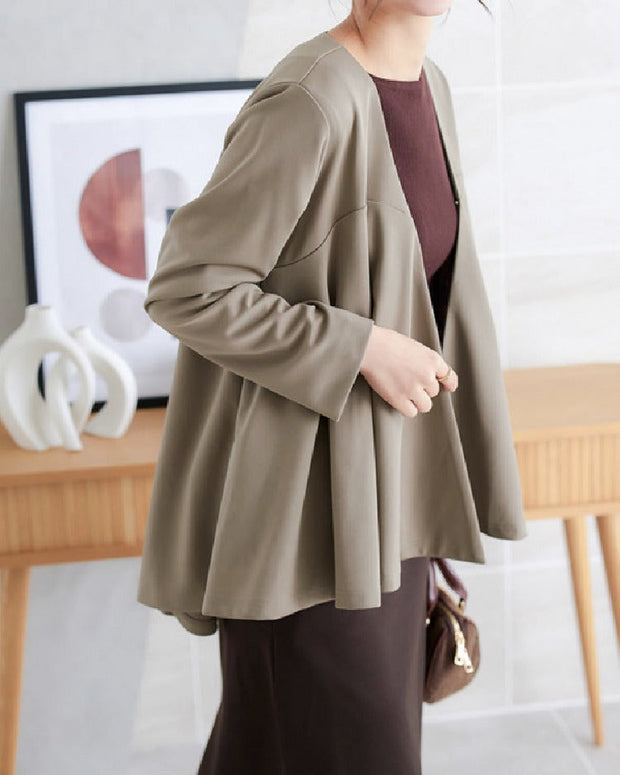 ノーカラー フレア ペプラム スーツ ジャケット レディースファッション ゆったり 楽ちん 結婚式 入学式 卒業式 七五三 40代 50代 60代 ID1675