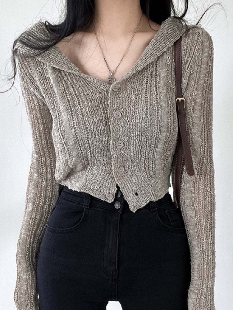 ショート丈 ニットカーディガン レディース Vネック 前ボタン 薄手 体型カバー 大人可愛い 秋冬 羽織り トップス 通勤 通学 カジュアル コーデ 韓国風 おしゃれ 長袖 ID2206