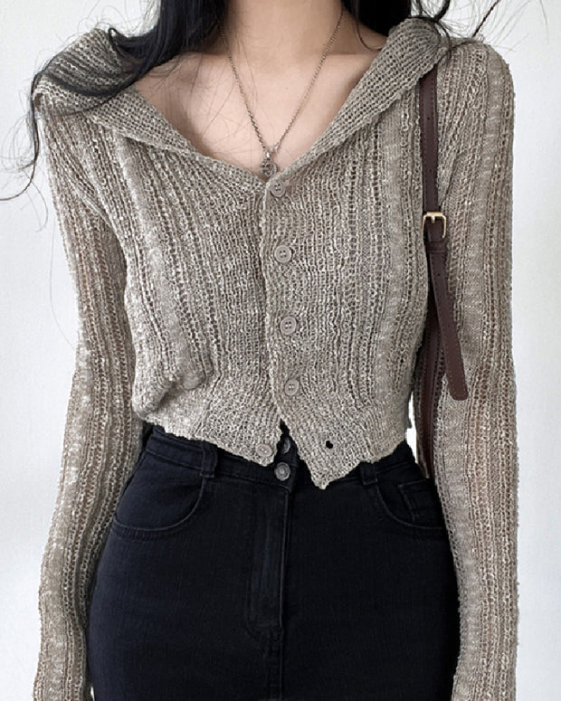 ショート丈 ニットカーディガン レディース Vネック 前ボタン 薄手 体型カバー 大人可愛い 秋冬 羽織り トップス 通勤 通学 カジュアル コーデ 韓国風 おしゃれ 長袖 ID2206