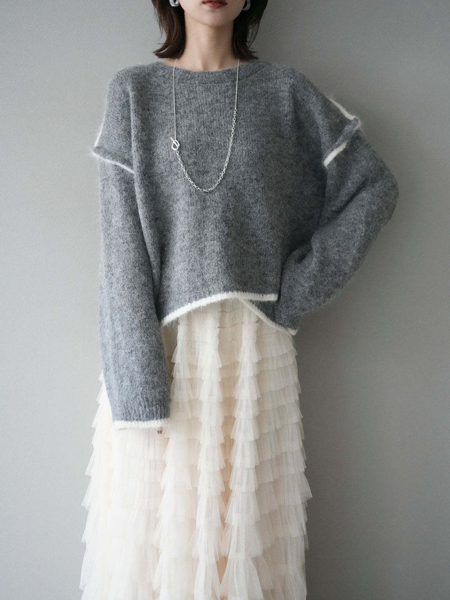 「限定価格は今だけ！」2点セット ふんわり ニット セーター + Aライン チュールスカート レディース 可愛い 上品 体型カバー デートコーデ 秋冬 新作 ID2255