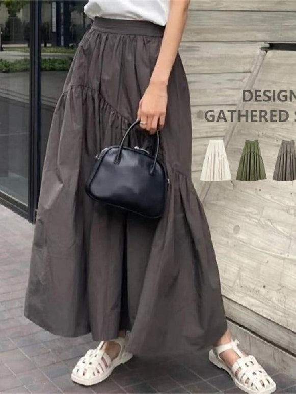 5色展開 ロングスカート レディース ハイウエスト 無地 チェック柄 フレアスカート ゆったり シンプル 体型カバー おしゃれ 大人女子 きれいめ カジュアル 通勤 オフィス 人気 着回し抜群 春秋 新作 ボトムス ID1365