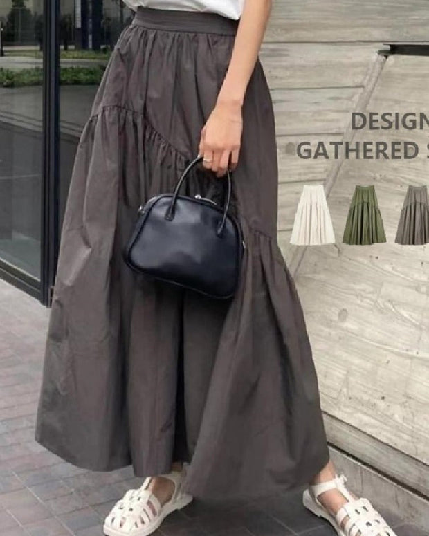 5色展開 ロングスカート レディース ハイウエスト 無地 チェック柄 フレアスカート ゆったり シンプル 体型カバー おしゃれ 大人女子 きれいめ カジュアル 通勤 オフィス 人気 着回し抜群 春秋 新作 ボトムス ID1365