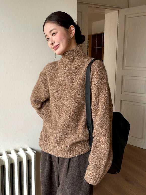 タートルネック ニット レディース ふわふわ 暖かい ゆったり 長袖 シンプル カジュアル 体型カバー 通勤 秋冬 新作 ID2106