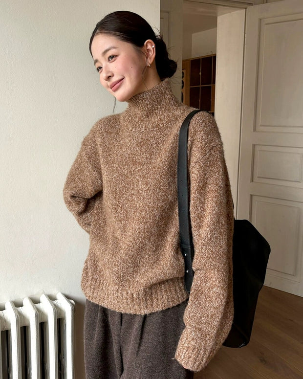 タートルネック ニット レディース ふわふわ 暖かい ゆったり 長袖 シンプル カジュアル 体型カバー 通勤 秋冬 新作 ID2106