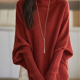 ニットセーター レディース ゆったり シンプル 無地 長袖 前後差デザイン 体型カバー 大人 きれいめ カジュアル 暖かい 秋冬 新作 ID2162