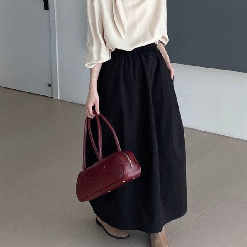 ハイウエスト フレアスカート ミディ丈 ゆったりシルエット プチさんOK 毎日着やすい 着回し万能 スカート ノーシーズン ID995